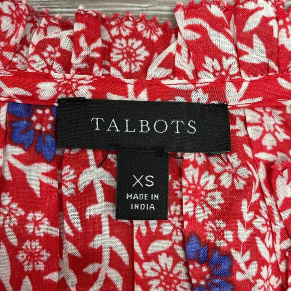 NWOT Talbots Smocked Shoulder Top Red Flowing Branches Long Sleeve XS - Picture 12 of 16